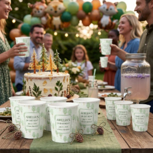 Watercolor Green Trees Personalised Paper Cups