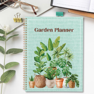 Watercolor Green Tropical Houseplant Garden Planner