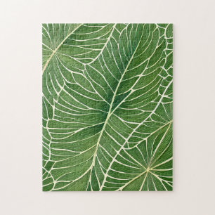 Watercolor Green Tropical Leaves Jigsaw Puzzle
