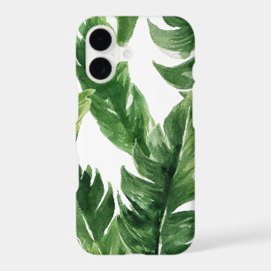 Watercolor Green Tropical Leaves Pattern