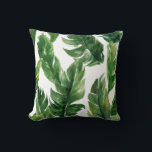 Watercolor Green Tropical Leaves Pattern Cushion<br><div class="desc">Stylish pillow featuring watercolor banana leaves pattern. This pillow will be a perfect tropical accent to any space in your home. This design is available in a variety of products. Similar designs are also available.</div>