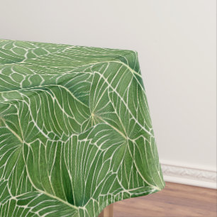 Watercolor Green Tropical Leaves Pattern Tablecloth