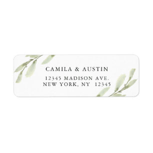 Watercolor Green Twig Return Address