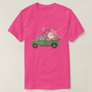 Watercolor Green Vintage Truck with Flowers T-Shirt