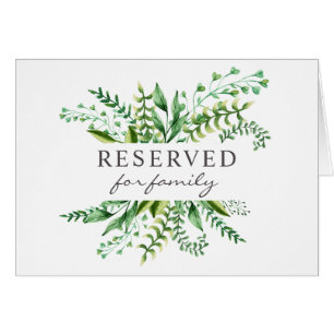 Watercolor green wedding. Botanical reserved sign
