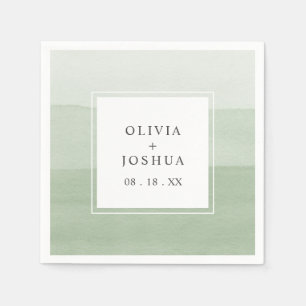 Watercolor Green Wedding Napkin