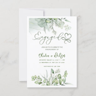 watercolor  green wedding save the date invitation