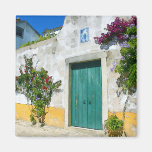 Watercolor green wooden door magnet