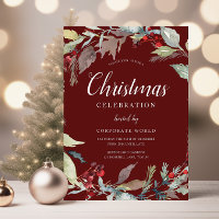 Watercolor Green Wreath Corporate Christmas Party