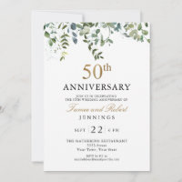 Watercolor Greenery 50th Wedding Anniversary