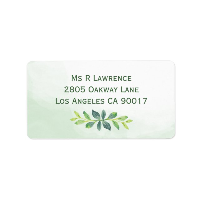 Watercolor Greenery Address Labels (Front)