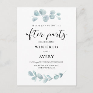 Watercolor greenery after party invitation postcard