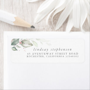 Watercolor Greenery and Eucalyptus Leaves Label