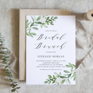 Watercolor Greenery and Flowers Bridal Brunch Invitation