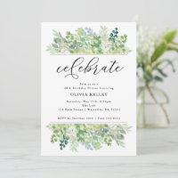 Watercolor Greenery and Foliage Border Celebrate