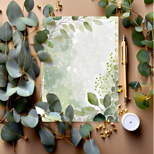 Watercolor greenery and gold blank Wedding Invitation