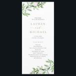 Watercolor Greenery and White Flowers Wedding Programme<br><div class="desc">Add a personal and elegant touch to your wedding ceremony with our customisable wedding program, featuring a watercolor design of lush greenery and soft white flowers. This greenery wedding program is the perfect way to guide your guests through your special day. Personalise your beautiful wedding program with details such as...</div>