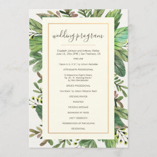 Watercolor Greenery and Woodsy Wedding Programme