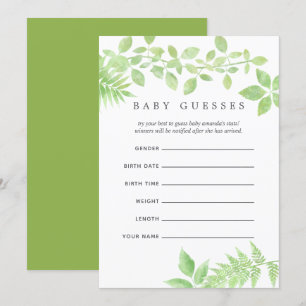 Watercolor Greenery Baby Shower Baby Guesses Invitation