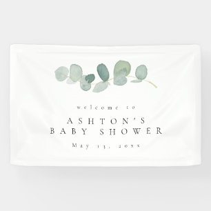 Watercolor Greenery Baby Shower Banner