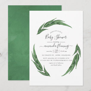 Watercolor Greenery Baby Shower Invitation
