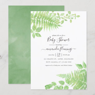 Watercolor Greenery Baby Shower Invitation