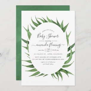 Watercolor Greenery Baby Shower Invitation