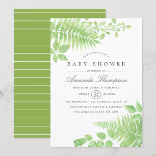 Watercolor Greenery Baby Shower Invitation