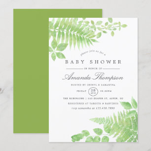 Watercolor Greenery Baby Shower Invitation