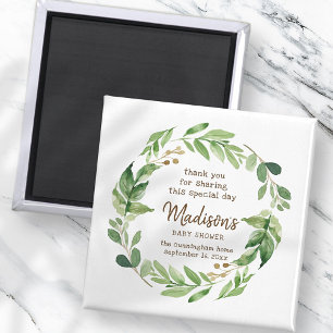 Watercolor Greenery Baby Shower Party Favour Magnet