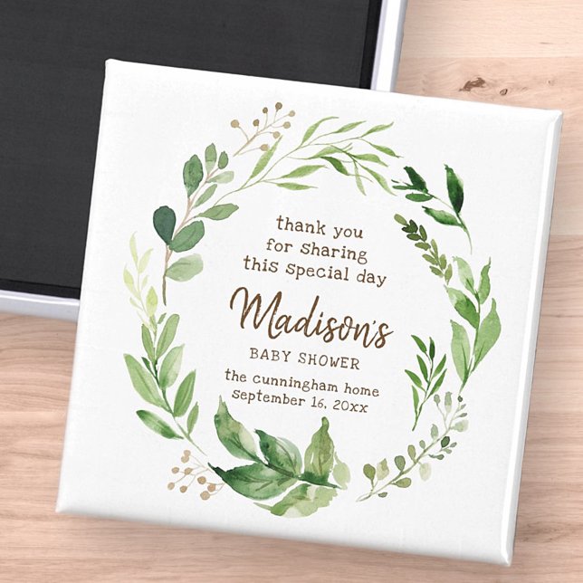 Watercolor Greenery Baby Shower Party Favour Magnet (Creator Uploaded)