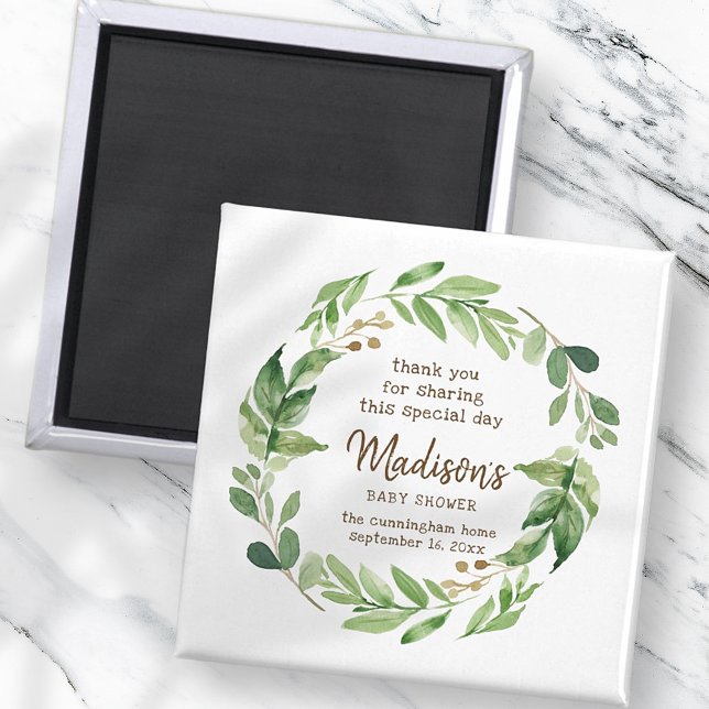 Watercolor Greenery Baby Shower Party Favour Magnet (Creator Uploaded)