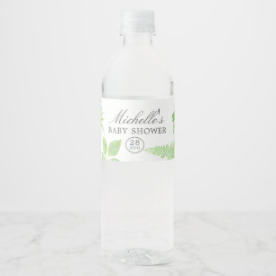 Watercolor Greenery Baby Shower Water Bottle Label