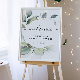 Watercolor Greenery Baby Shower Welcome Poster