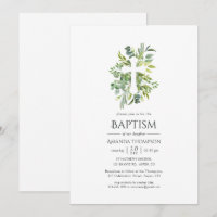 Watercolor Greenery Baptism or Christening