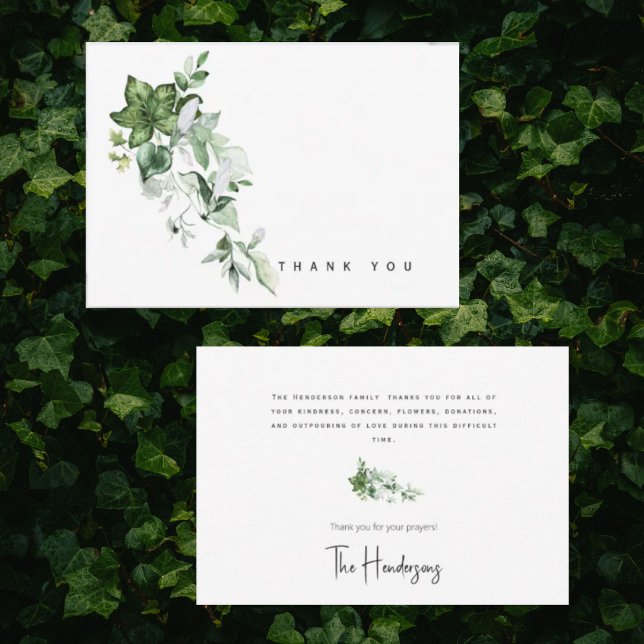 Watercolor Greenery Bereavement Thank You Card (Creator Uploaded)