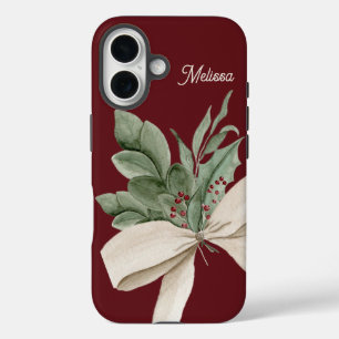 Watercolor Greenery & Berries Personalised iPhone 16 Case