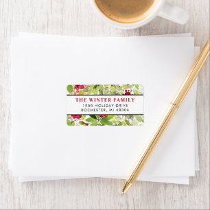 Watercolor Greenery Berry Holiday Address Label