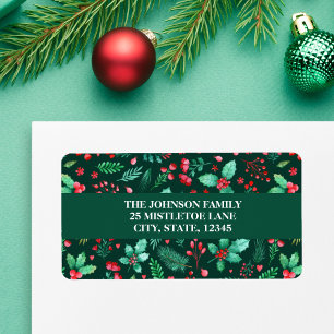 Watercolor Greenery Botanical Floral Christmas Label
