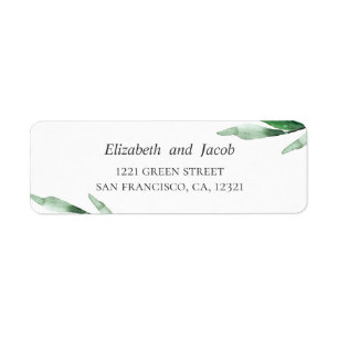 Watercolor greenery. Botanical wedding address