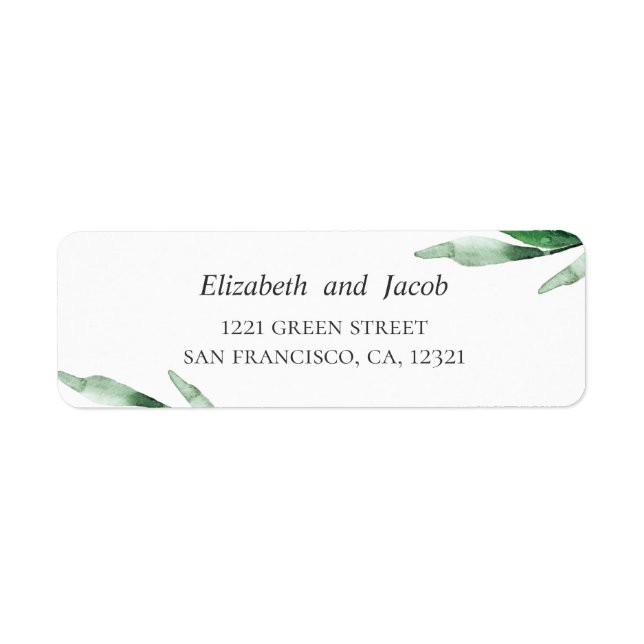 Watercolor greenery. Botanical wedding address (Front)