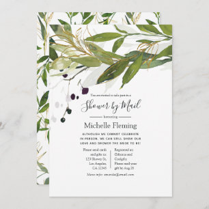 Watercolor Greenery Bridal or Baby Shower by Mail Invitation