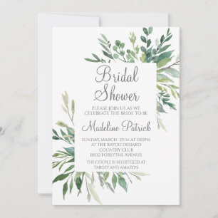 Watercolor Greenery Bridal Shower Invitation