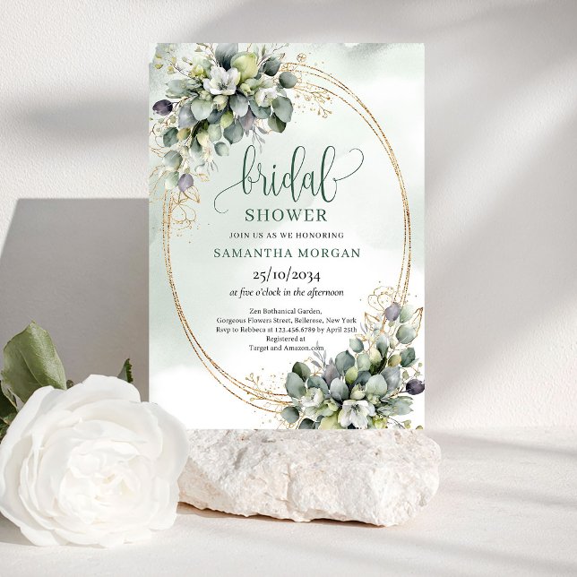Watercolor Greenery Bridal Shower Invitation (Watercolor Greenery Bridal Shower Invitation)