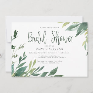 Watercolor Greenery Bridal Shower Invitation