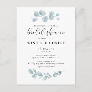 Watercolor greenery Bridal shower invitation Postcard