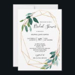 Watercolor Greenery Bridal Shower Invites<br><div class="desc">Our watercolor greenery bridal shower invites display a beautiful geometrical frame along with delicate green leaves and lovely fonts. The reverse side features gold confetti.</div>