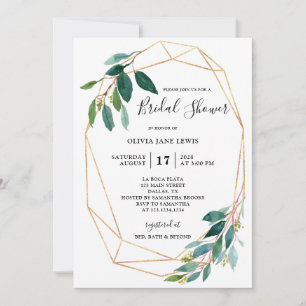 Watercolor Greenery Bridal Shower Invites