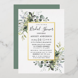 Watercolor Greenery Bridal Shower Sage Green Gold