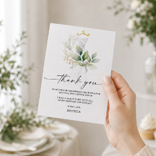 Watercolor Greenery Bridal Shower Thank You Card